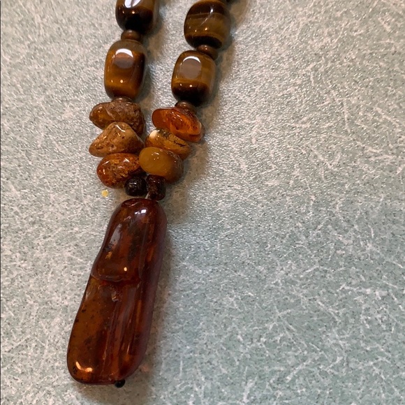 Amber & Tiger Eye Necklace - Picture 6 of 8